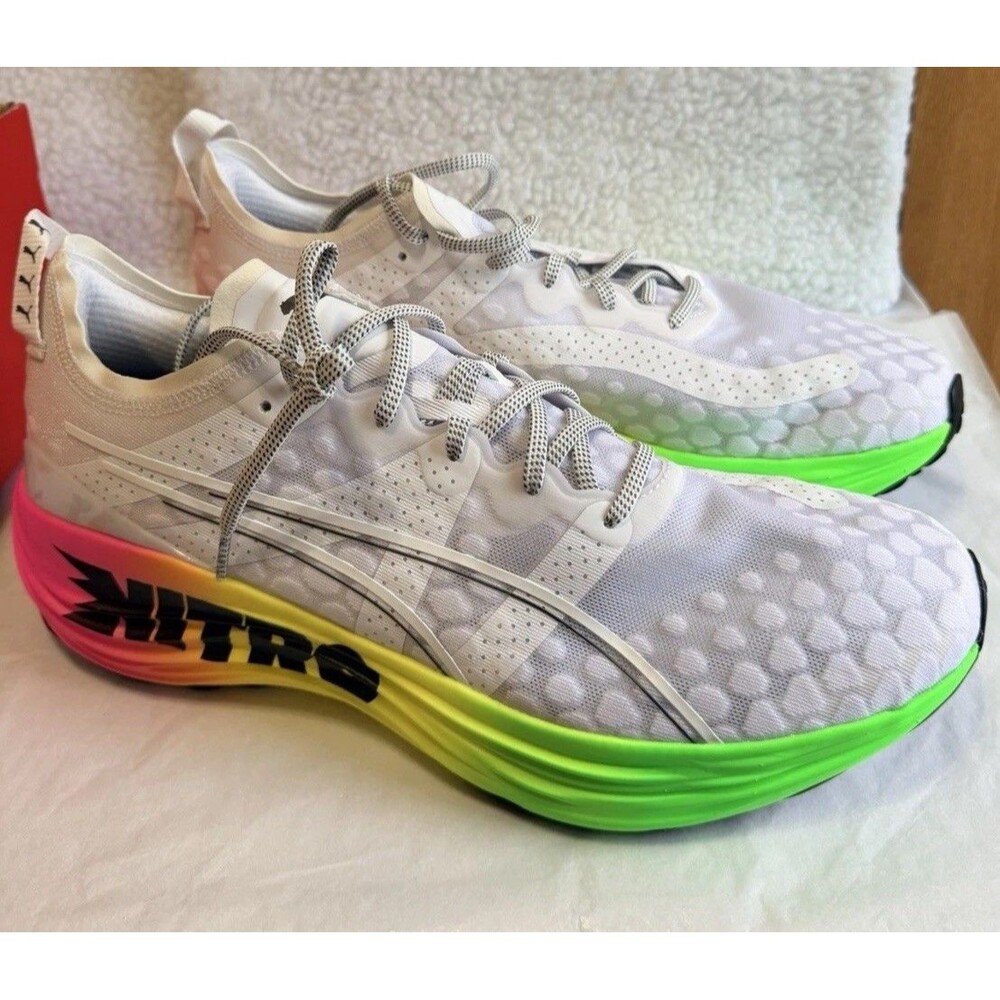 Puma ForeverRun Nitro Futrograde Men’s Size 13 White Green Gecko Running Shoes